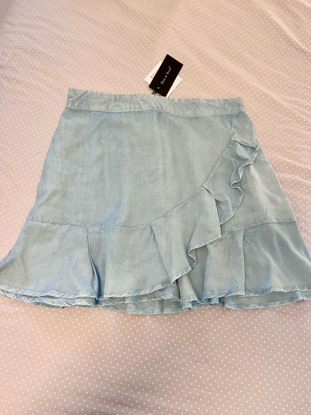 SIM & SAM | Soft Chambray Ruffled Mini Skirt